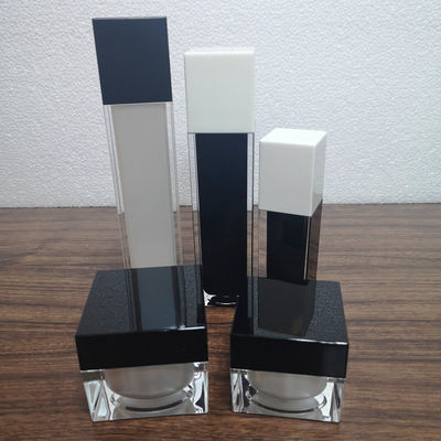 ยอดนิยม 20g 30g 50g สีขาวพลาสติกอะคริลิค หมวกดําสี่เหลี่ยมปูสองผนัง ผู้ผลิตเครื่องสําอางดูแลผิวครีมกระปุก